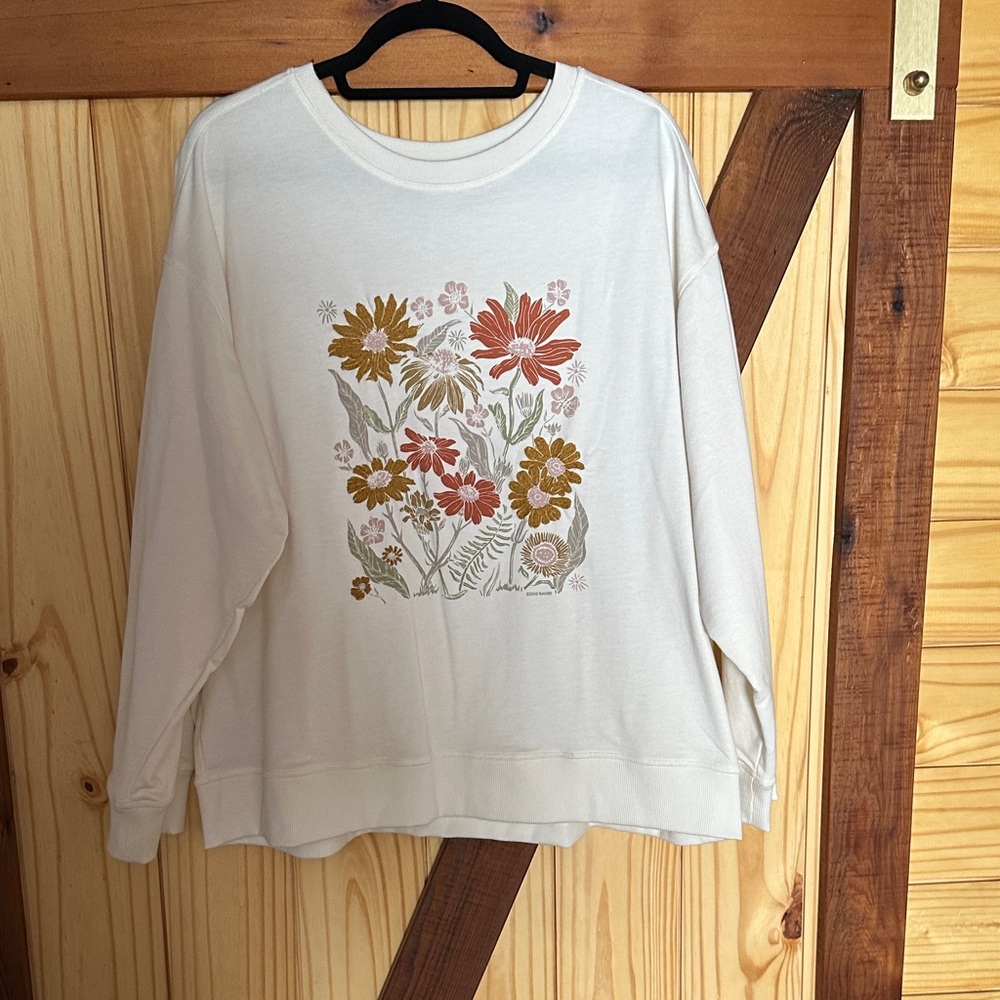 Eddie Bauer Cream Floral Sweatshirt